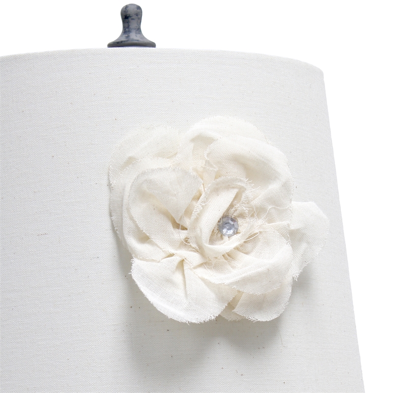 Elegant Designs Ceramic Stacked Ball Lamp in Aged Bronze with White Flower Shade
