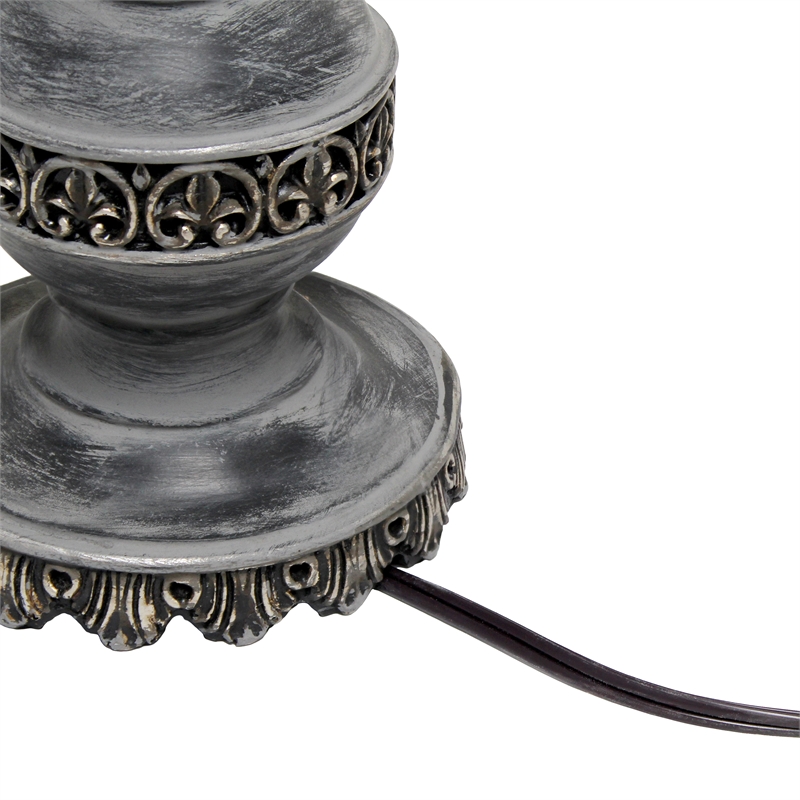 Elegant Designs Ceramic Stacked Ball Lamp in Aged Bronze with White Flower Shade