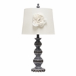 Elegant Designs Ceramic Stacked Ball Lamp in Aged Bronze with White Flower Shade