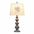 Elegant Designs Ceramic Stacked Ball Lamp in Aged Bronze with White Flower Shade