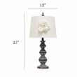 Elegant Designs Ceramic Stacked Ball Lamp in Aged Bronze with White Flower Shade