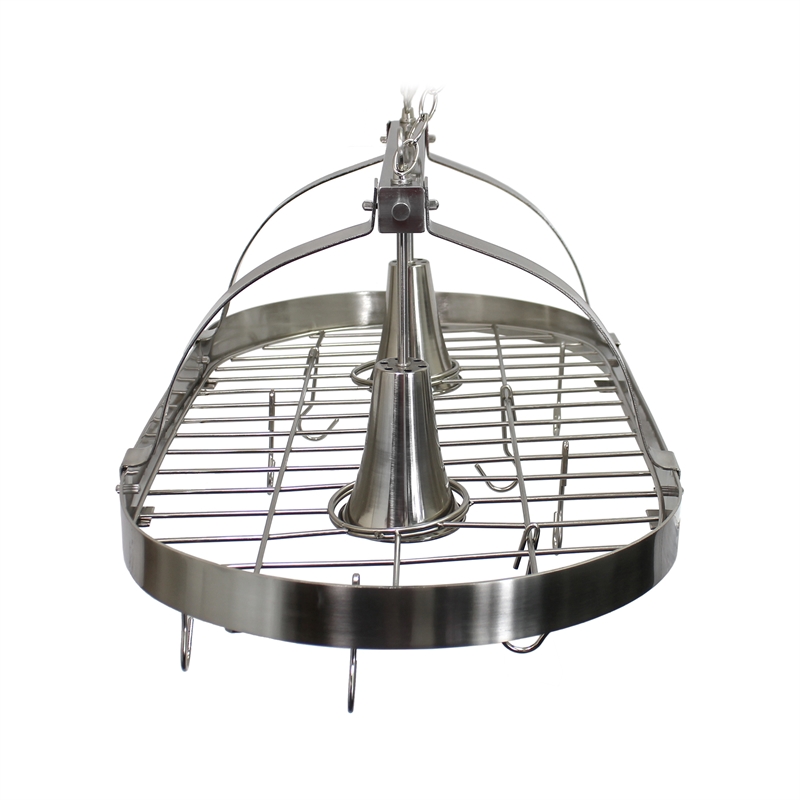 Elegant Designs Metal 2 Down-Light Kitchen Pot Rack in Brushed Nickel