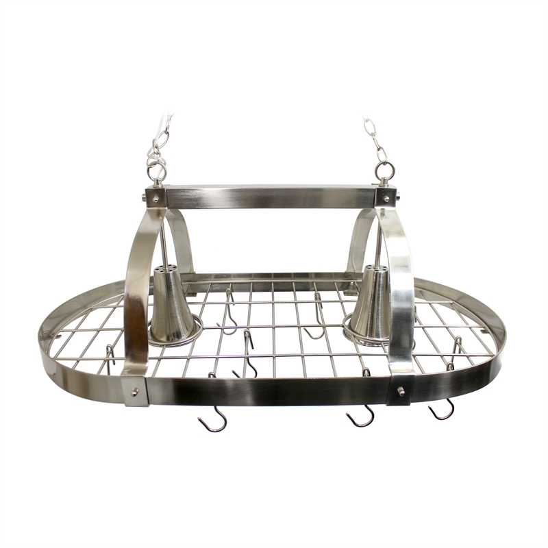 Elegant Designs Metal 2 Down-Light Kitchen Pot Rack in Brushed Nickel