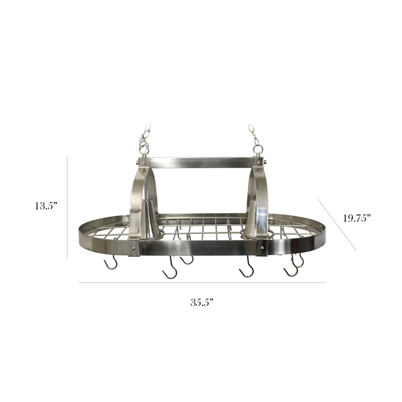 Elegant Designs Metal 2 Down-Light Kitchen Pot Rack in Brushed Nickel