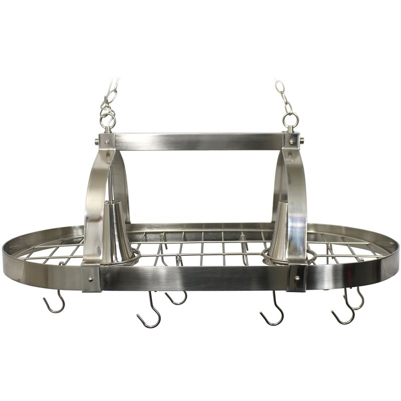 Elegant Designs Metal 2 Down-Light Kitchen Pot Rack in Brushed Nickel