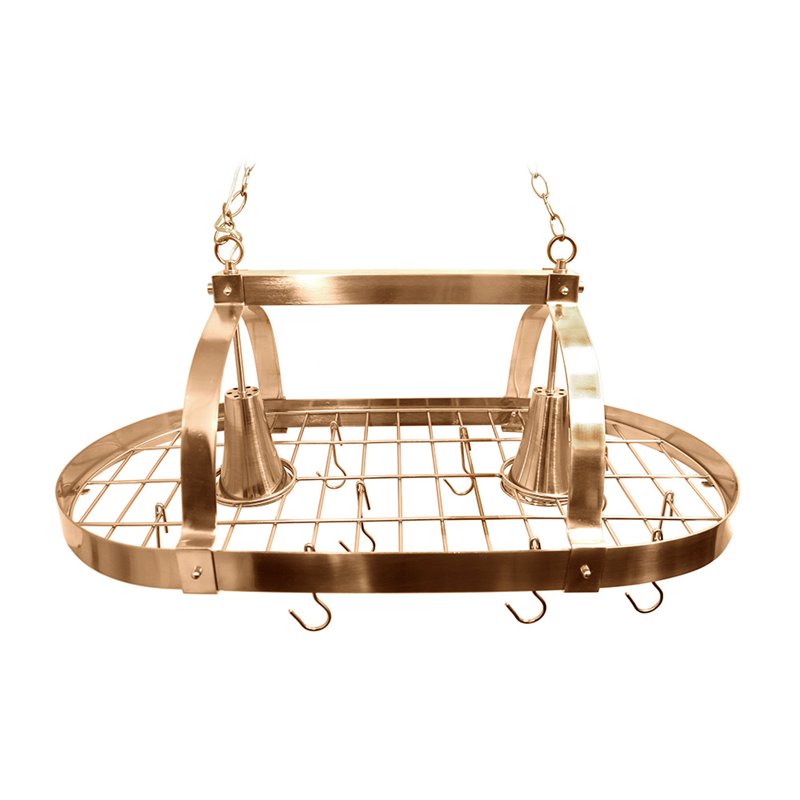 Elegant Designs Metal 2 Down Light Kitchen Pot Rack in Copper