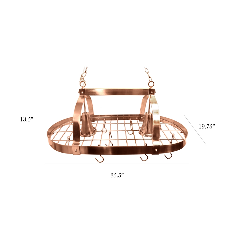 Elegant Designs Metal 2 Down Light Kitchen Pot Rack in Copper