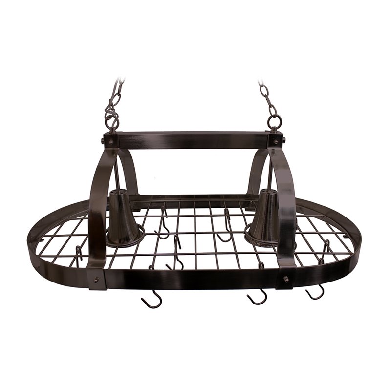 Elegant Designs Metal 2 Down Light Kitchen Pot Rack in Oil Rubbed Bronze
