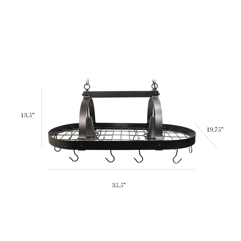 Elegant Designs Metal 2 Down Light Kitchen Pot Rack in Oil Rubbed Bronze