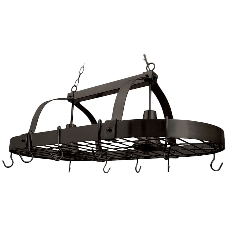 Elegant Designs Metal 2 Down Light Kitchen Pot Rack in Oil Rubbed Bronze