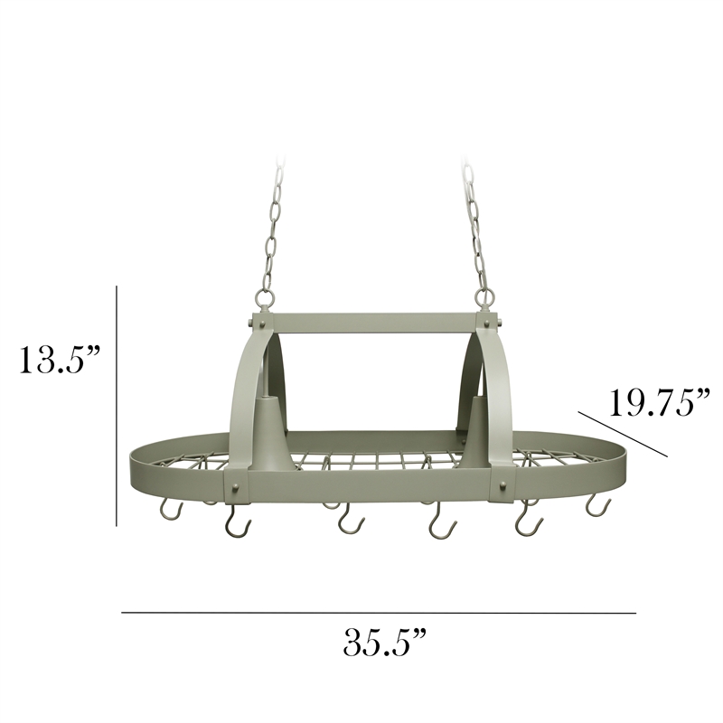 Elegant Designs Metal 2 Down Light Kitchen Pot Rack in Slate Gray