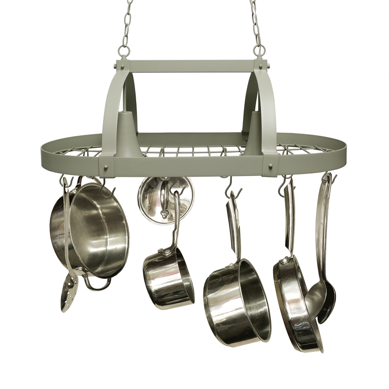 Elegant Designs Metal 2 Down Light Kitchen Pot Rack in Slate Gray