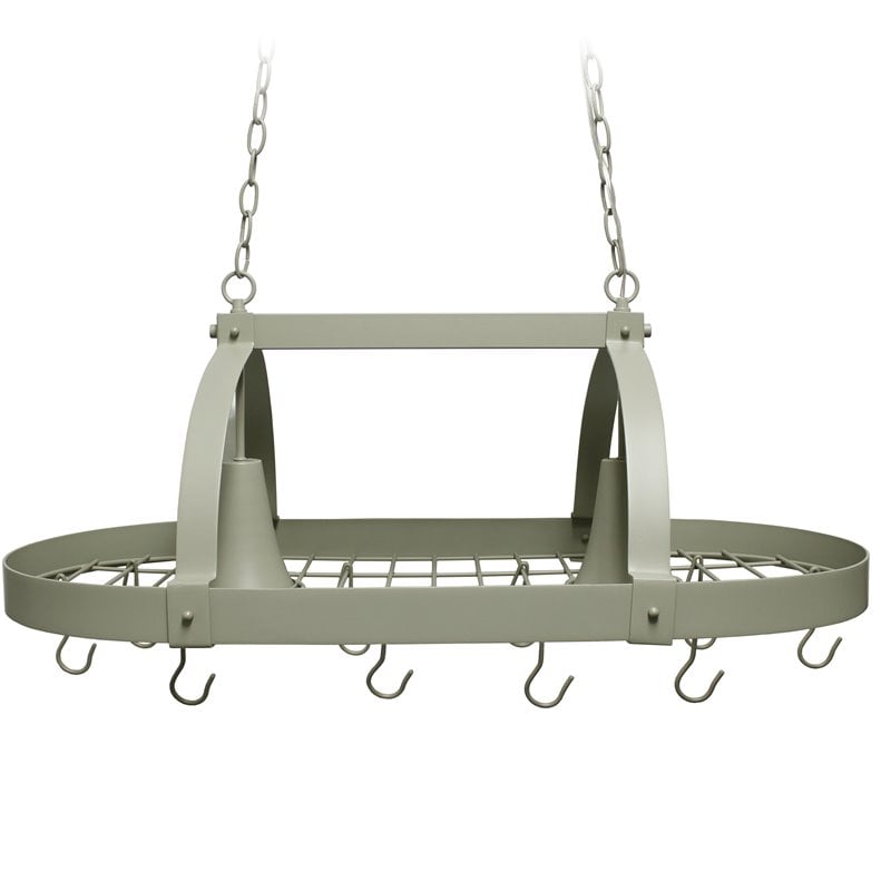 Elegant Designs Metal 2 Down Light Kitchen Pot Rack in Slate Gray