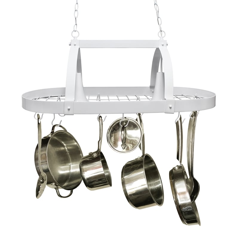 Elegant Designs Metal 2 Down Light Kitchen Pot Rack in White