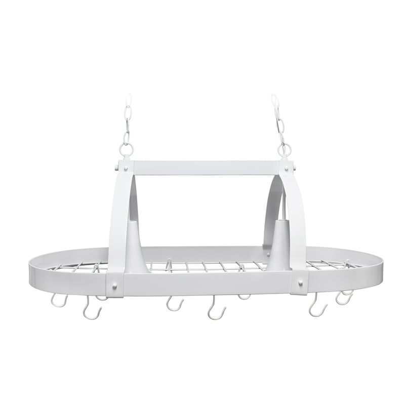 Elegant Designs Metal 2 Down Light Kitchen Pot Rack in White