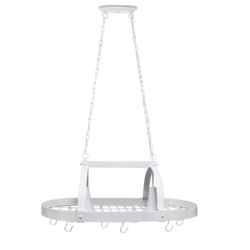 Elegant Designs Metal 2 Down Light Kitchen Pot Rack in White