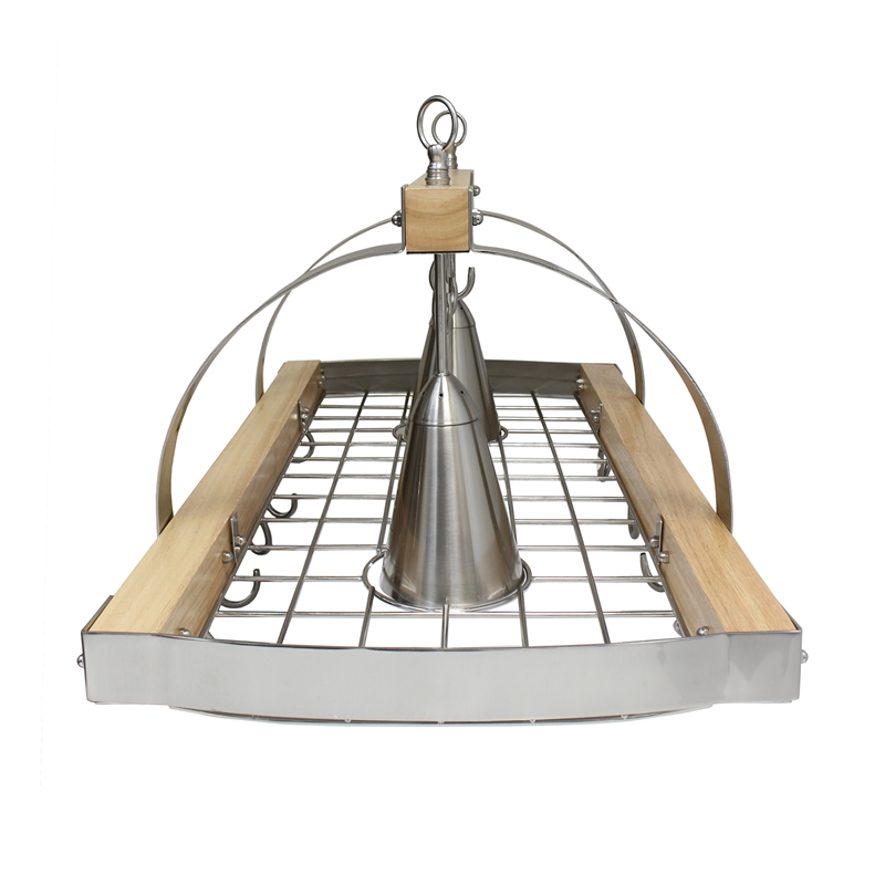 Elegant Designs Metal 2 Down-Light Kitchen Pot Rack in Brushed Nickel