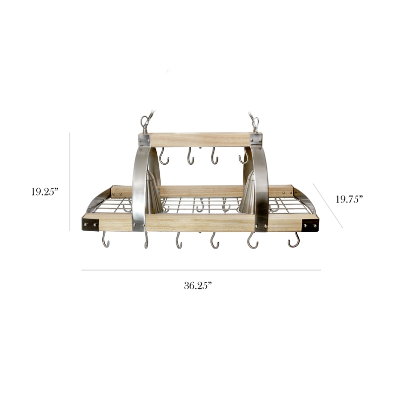 Elegant Designs Metal 2 Down-Light Kitchen Pot Rack in Brushed Nickel