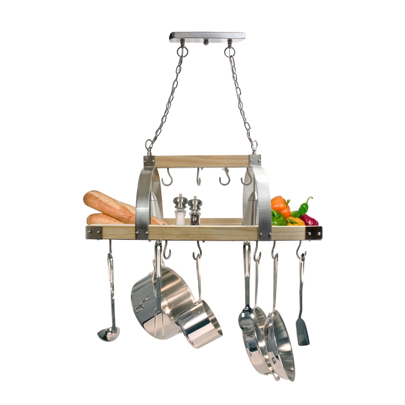 Elegant Designs Metal 2 Down-Light Kitchen Pot Rack in Brushed Nickel