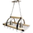Elegant Designs Metal 2 Down-Light Kitchen Pot Rack in Brushed Nickel