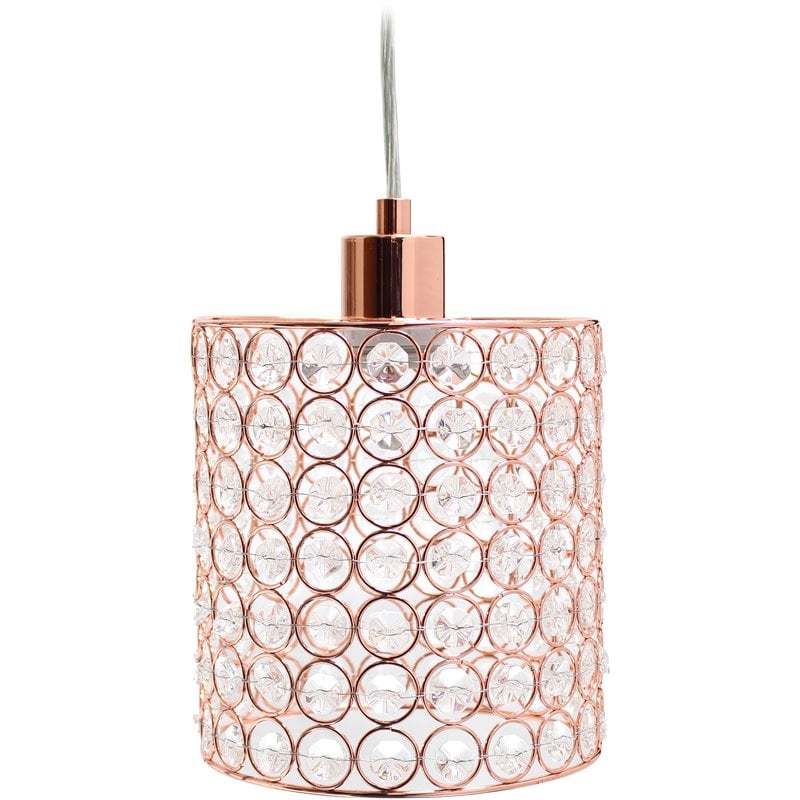 Elegant Designs Crystal 1 Light Elipse Cylinderical Pendant in Rose Gold