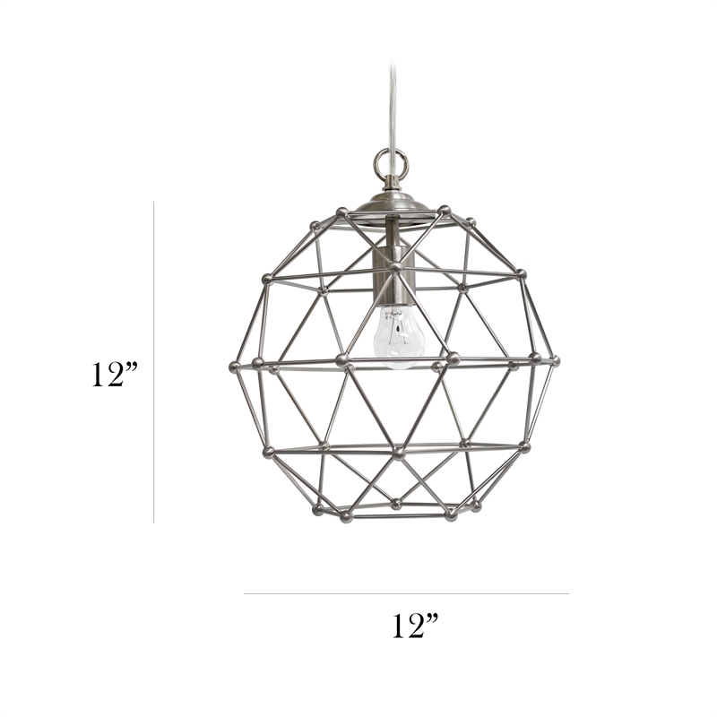 Elegant Designs Metal 1 Light Rustic Hexagon Pendant in Brushed Nickel