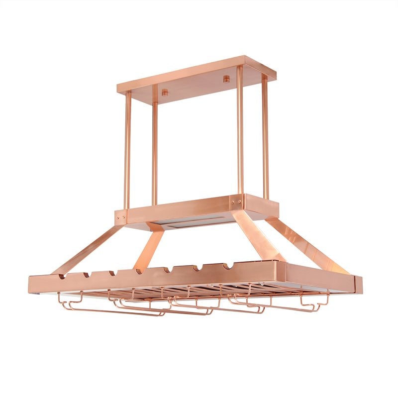 Elegant Designs Metal Overhead Wine Rack with 2 Light LEDs in Copper