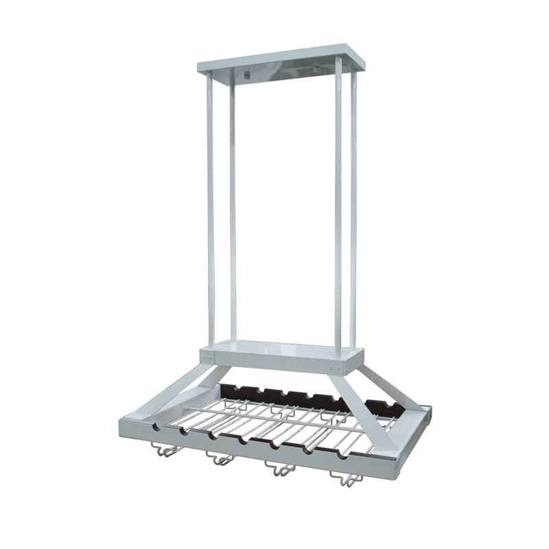 Elegant Designs Metal Overhead Wine Rack with 2 Light LEDs in White