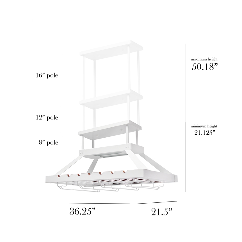 Elegant Designs Metal Overhead Wine Rack with 2 Light LEDs in White