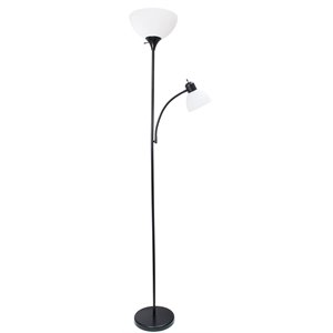 simple designs metal floor lamp w/ reading light in black