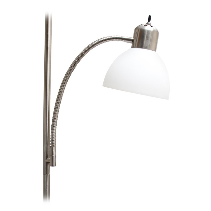 Simple Designs Metal Floor Lamp w/ Reading Light in Brushed Nickel