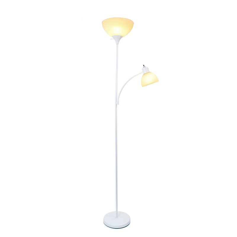 Simple Designs Metal Floor Lamp w/ Reading Light in White