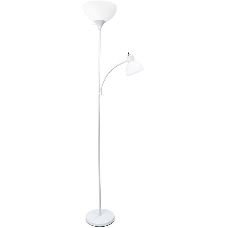 Simple Designs Metal Floor Lamp w/ Reading Light in White