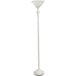 elegant designs metal 1 light torchiere floor lamp in white with white shade