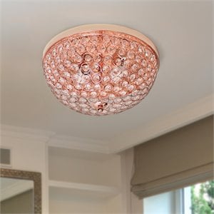 elegant designs crystal 2 light flush mount ceiling light in rose gold