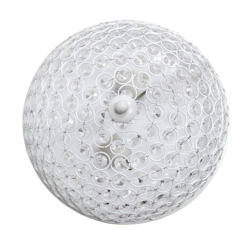 Elegant Designs Crystal 2 Light Flush Mount Ceiling Light in White