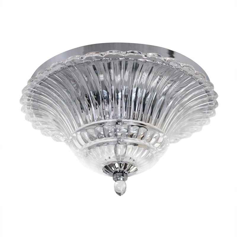 Elegant Designs Glass 2 Light Flush Mount Ceiling Light in Chrome