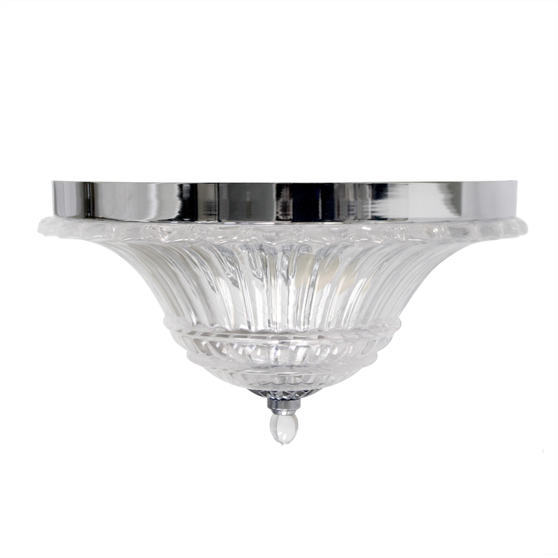Elegant Designs Glass 2 Light Flush Mount Ceiling Light in Chrome
