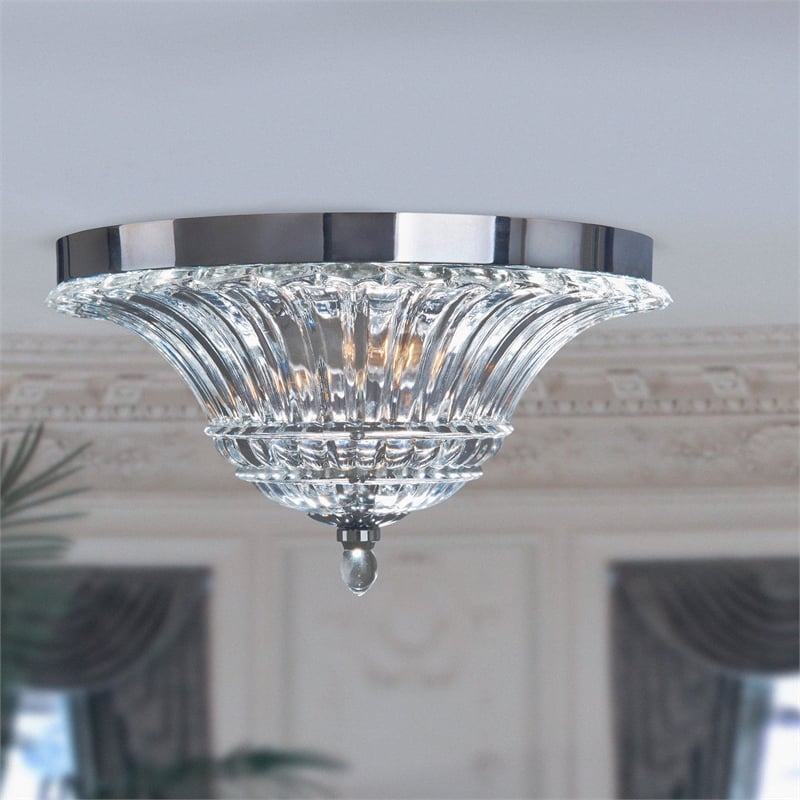 Elegant Designs Glass 2 Light Flush Mount Ceiling Light in Chrome