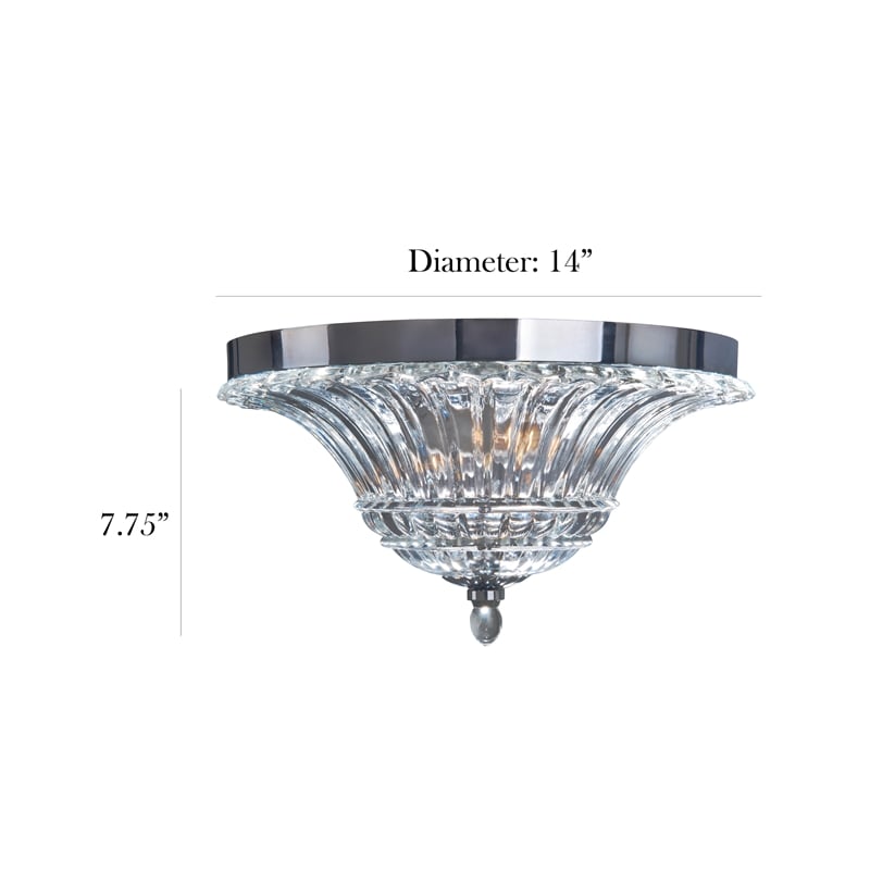 Elegant Designs Glass 2 Light Flush Mount Ceiling Light in Chrome