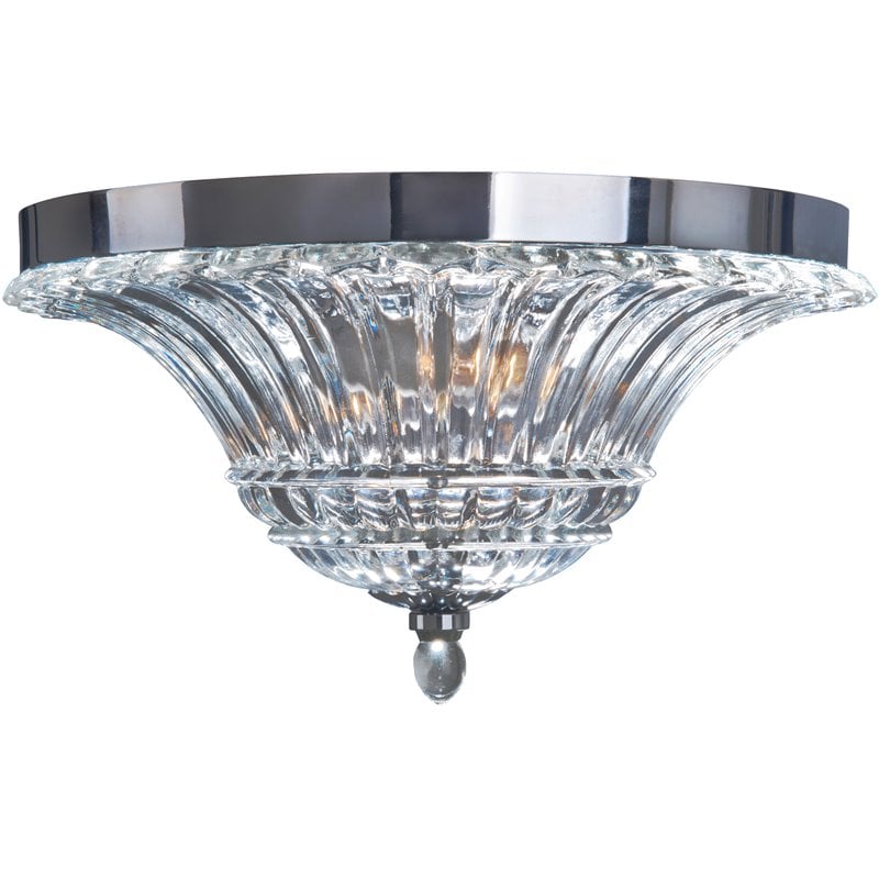Elegant Designs Glass 2 Light Flush Mount Ceiling Light in Chrome