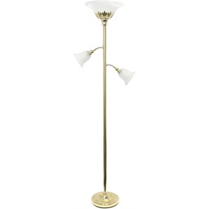 elegant designs metal 3 light floor lamp in gold with white shades