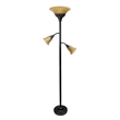 Elegant Designs Metal 3 Light Floor Lamp in Restoration Bronze with Cream Shades