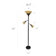 Elegant Designs Metal 3 Light Floor Lamp in Restoration Bronze with Cream Shades
