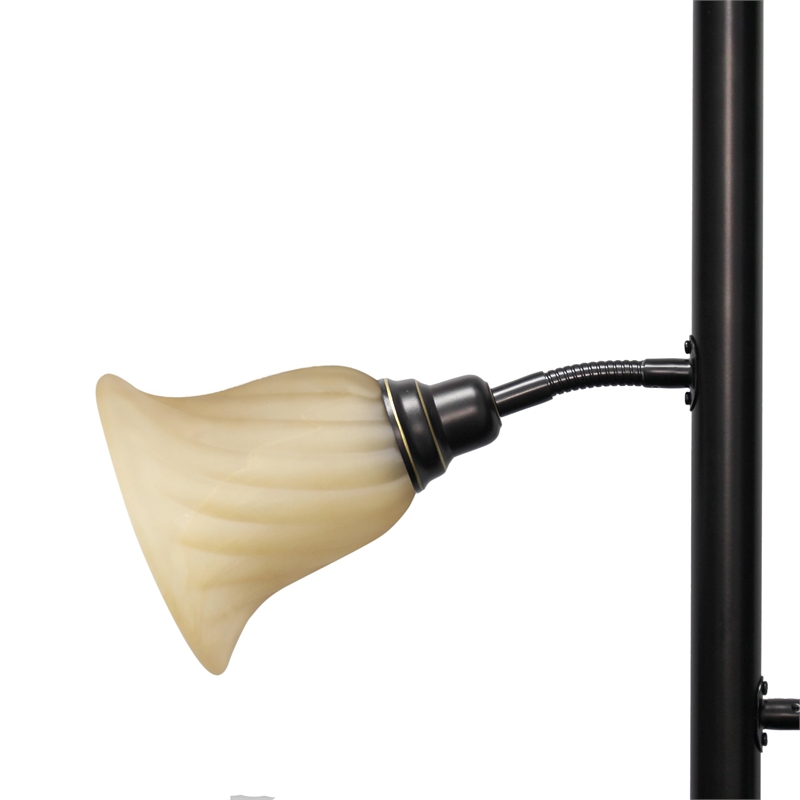 Elegant Designs Metal 3 Light Floor Lamp in Restoration Bronze with Cream Shades