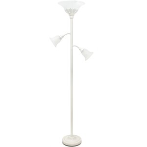 elegant designs metal 3 light floor lamp in white with white shades