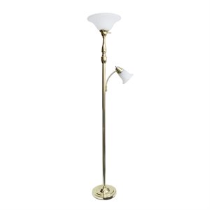 elegant designs 2 light mother daughter floor lamp in gold with white shades