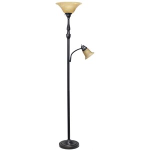 elegant designs 2 light mother daughter floor lamp in bronze with white shades