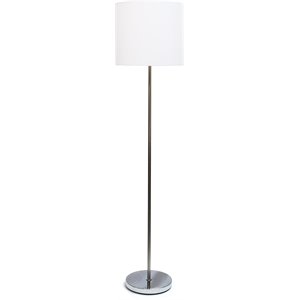 simple designs metal floor lamp w/ foot switch in nickel with white shade