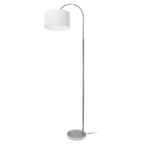 simple designs metal arched floor lamp in brushed nickel with white shade